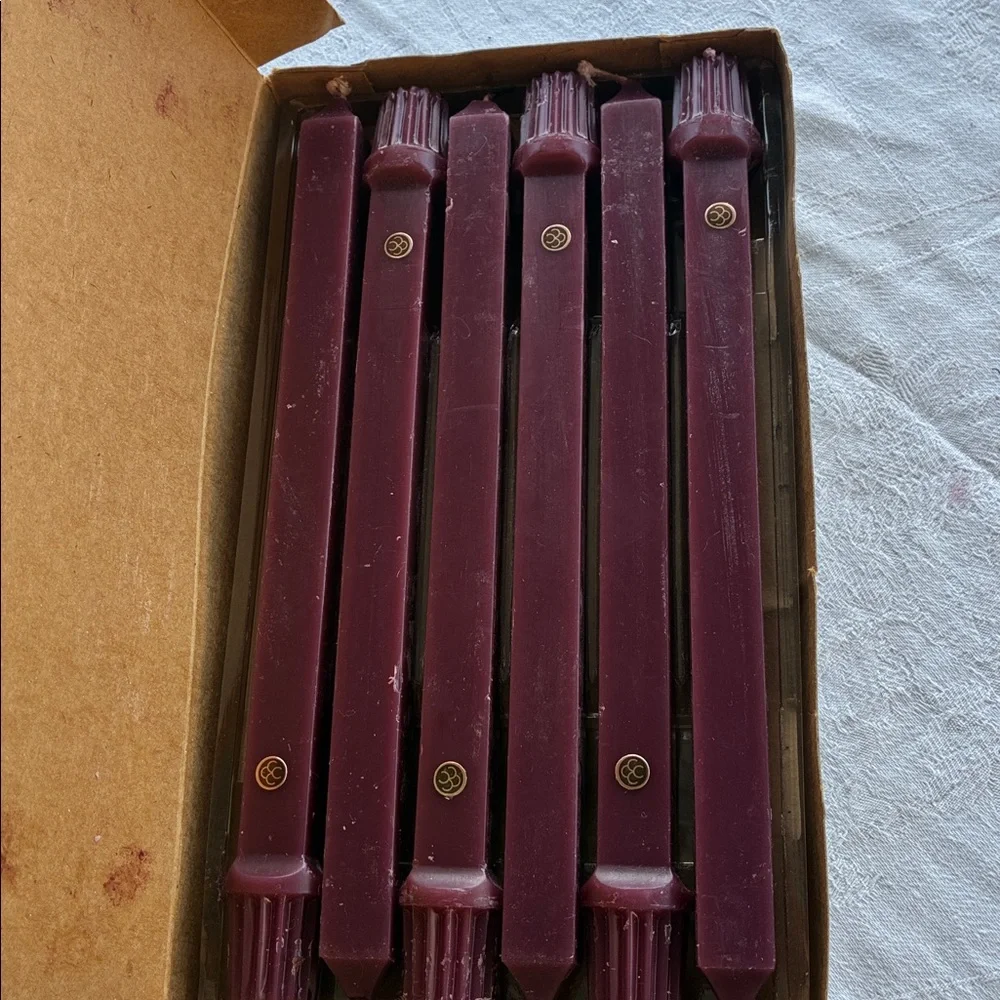 PartyLite 10" Maroon Unscented Dinner Candles 6 Pack Square USA MULBERRY Vintage - Picture 9 of 10